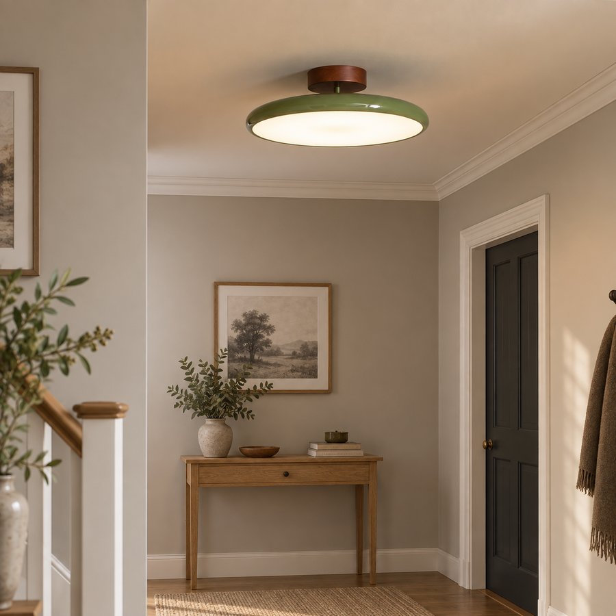 Semi Flush Ceiling Light with Round Metal Shade