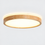 Round wooden flush ceiling light with frosted diffuser — original photograph 13