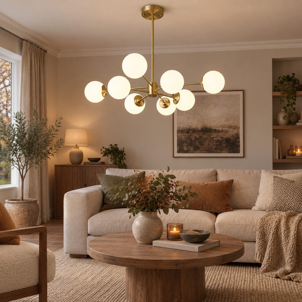 Opal glass globe chandelier — original product photograph 11