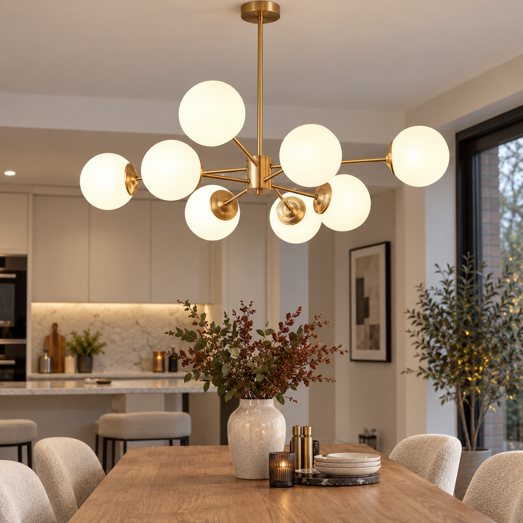 Opal glass globe chandelier — original product photograph 12