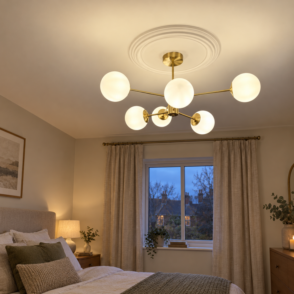Opal glass globe chandelier — original product photograph 22