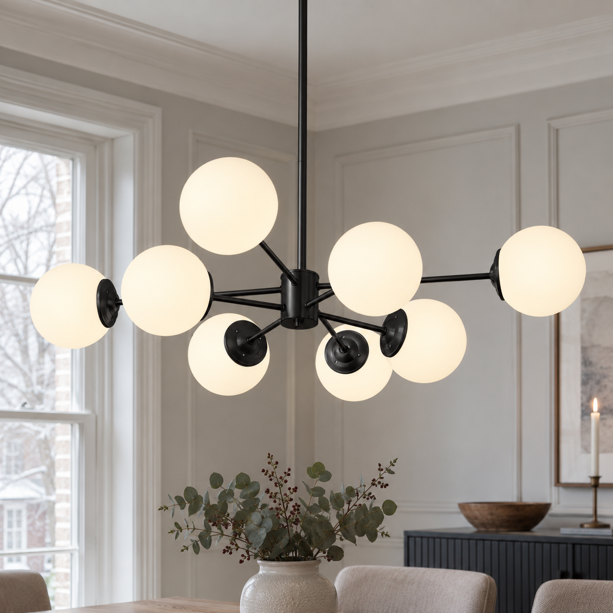 Opal glass globe chandelier — original product photograph 25