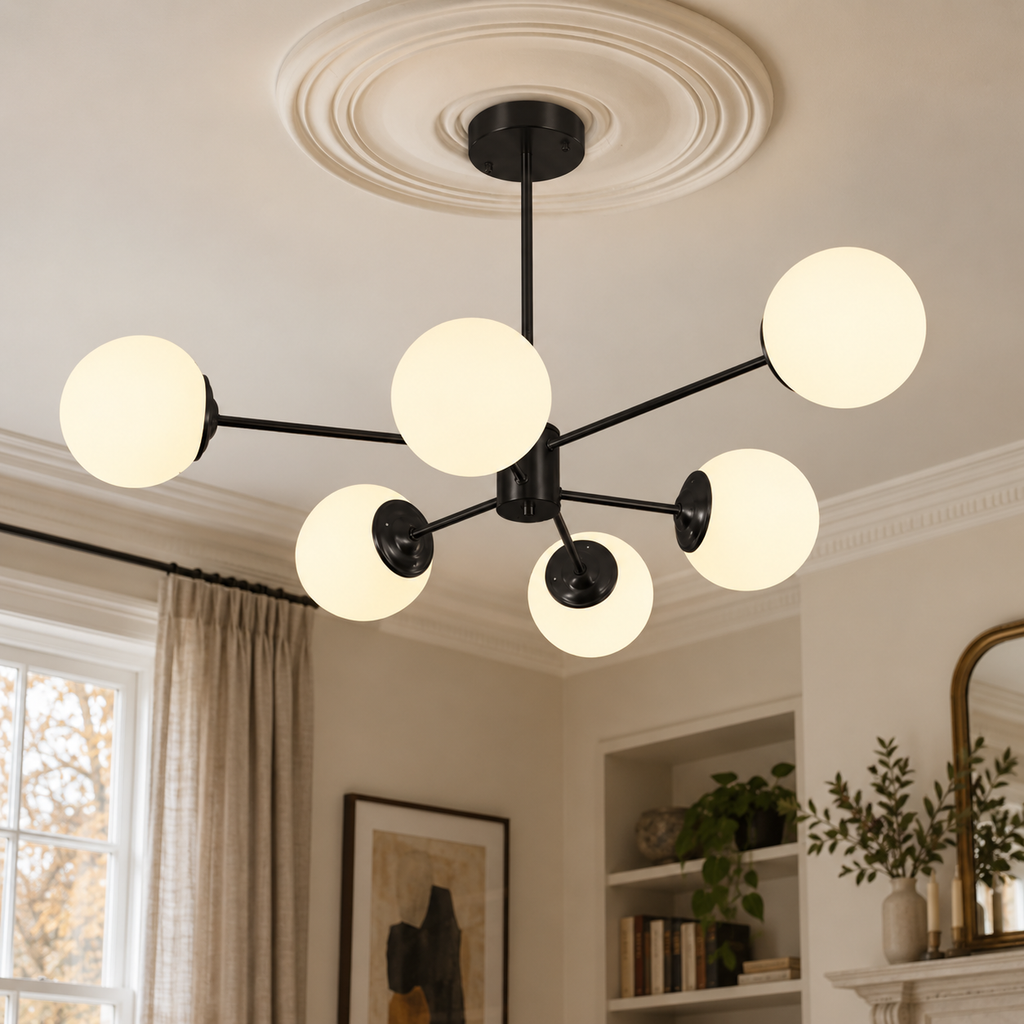Opal glass globe chandelier — original product photograph 27
