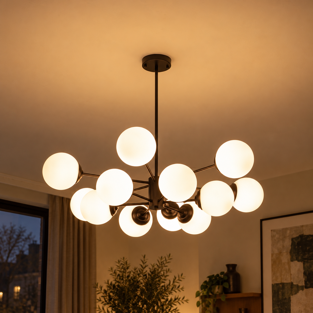 Opal glass globe chandelier — original product photograph 36