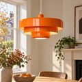 Pendant Light with Three Tiered Cylindrical Shades — Orange