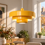 Pendant Light with Three Tiered Cylindrical Shades — Yellow