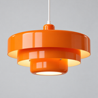 Pendant Light with Three Tiered Cylindrical Shades — Orange