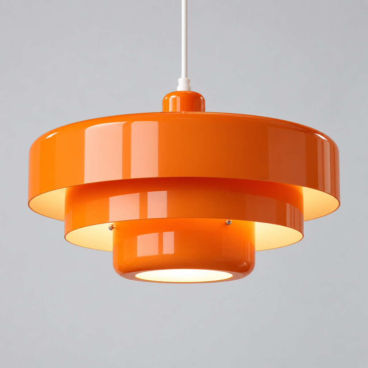 Pendant Light with Three Tiered Cylindrical Shades — Orange