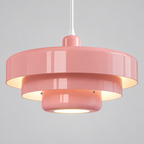 Pendant Light with Three Tiered Cylindrical Shades — Pink