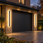 Outdoor Wall Light with Slim Linear LED Bar — black fixture
