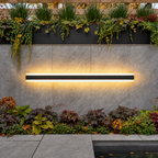 Outdoor Wall Light with Slim Linear LED Bar — black fixture
