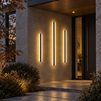 Outdoor Wall Light with Slim Linear LED Bar — black fixture