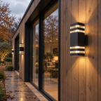 Rectangular wall light with paired acrylic light bands