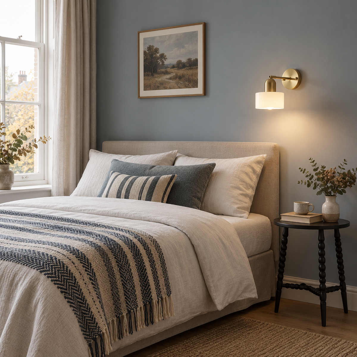 Glass drum wall light with round metal backplate