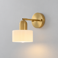 Glass drum wall light with round metal backplate