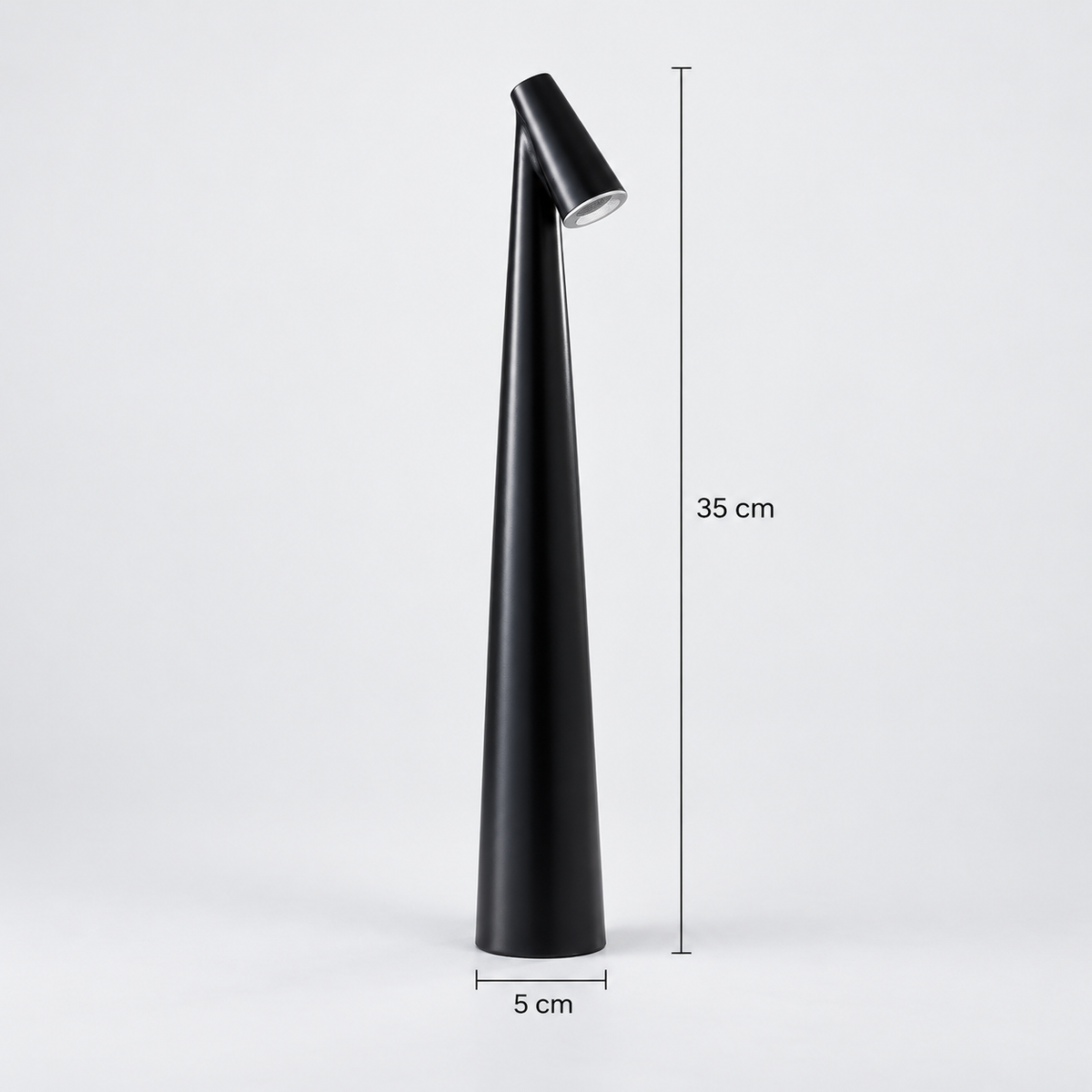 Tapered table lamp with 5 cm base diameter and 35 cm height