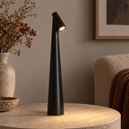 Tapered aluminium table lamp with angled spotlight head