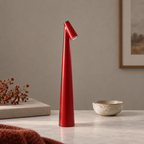 Tapered aluminium table lamp with angled spotlight head