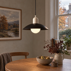 Curved metal pendant light, original gallery photograph 01