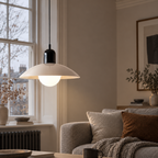 Curved metal pendant light, original gallery photograph 02