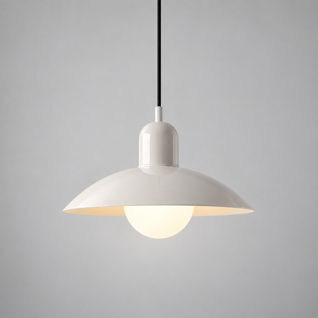 Curved metal pendant light, original gallery photograph 05