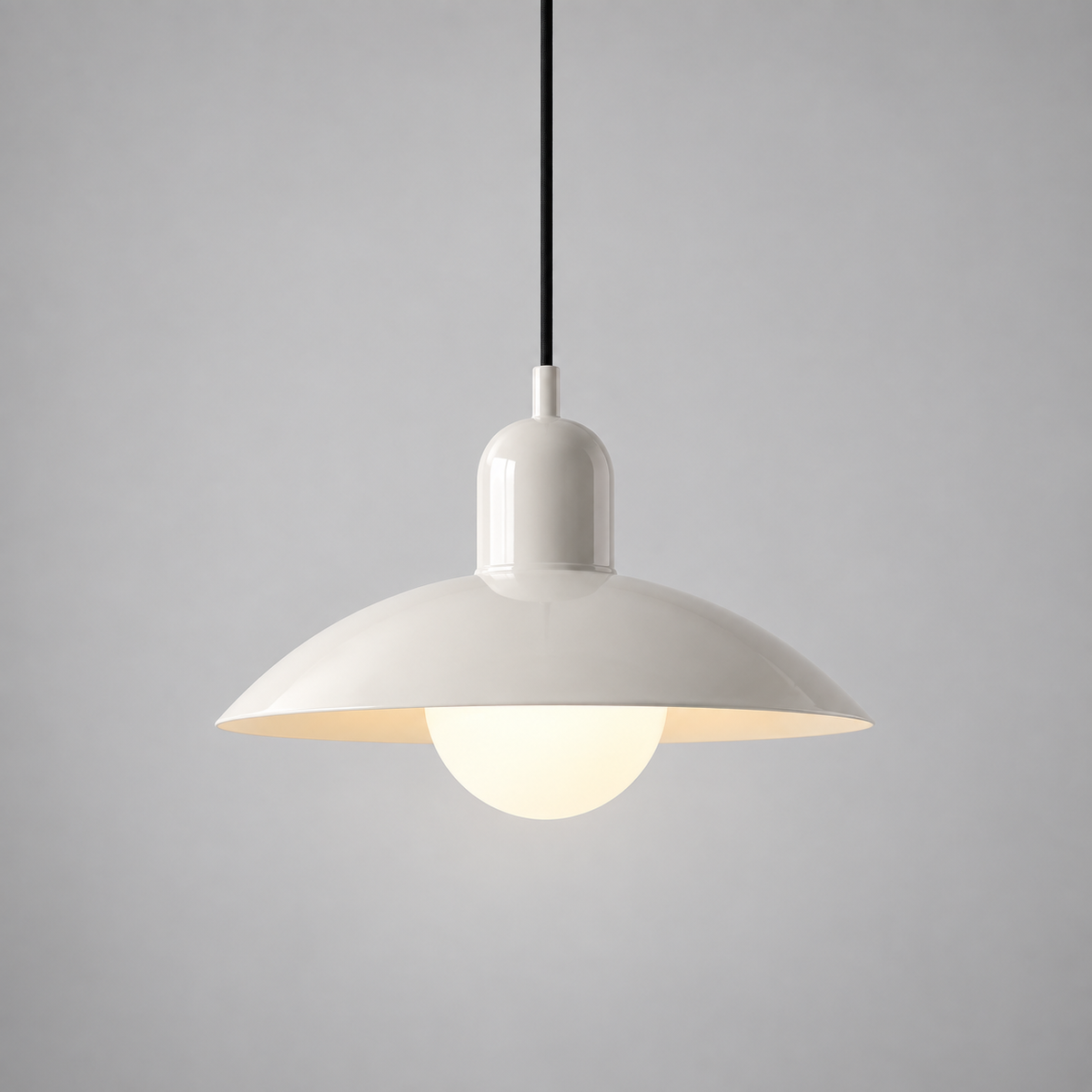 Curved metal pendant light, original gallery photograph 05