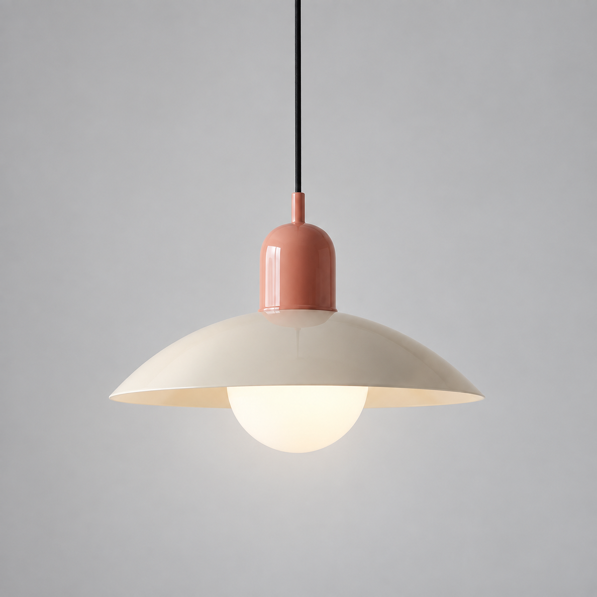 Curved metal pendant light, original gallery photograph 06