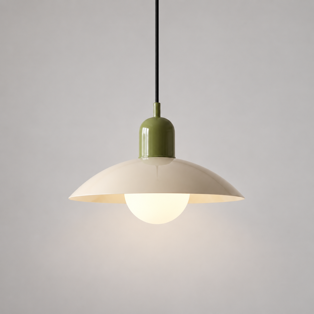 Curved metal pendant light, original gallery photograph 07