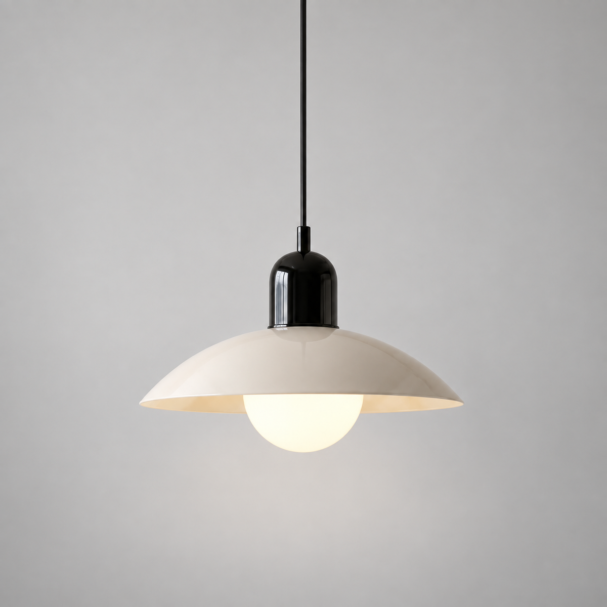 Curved metal pendant light, original gallery photograph 09