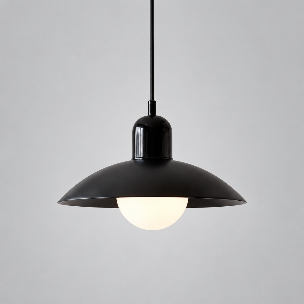 Curved metal pendant light, original gallery photograph 24