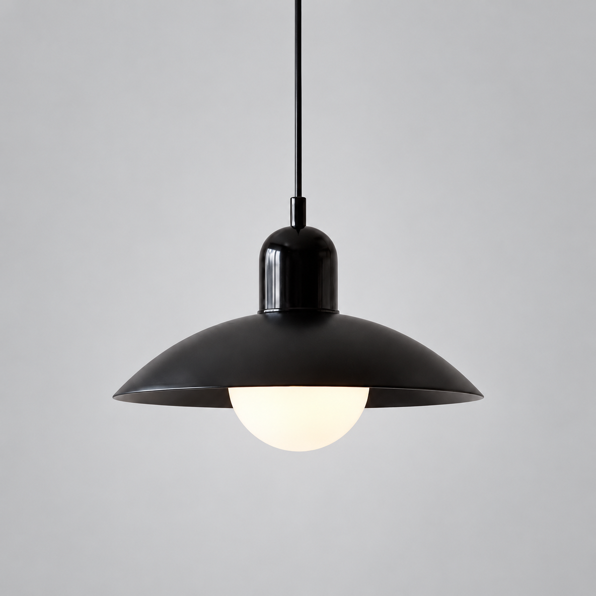 Curved metal pendant light, original gallery photograph 24