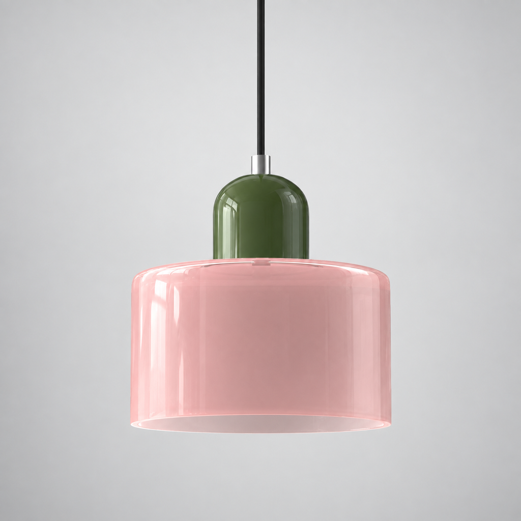 Pink glass pendant with Green upper body