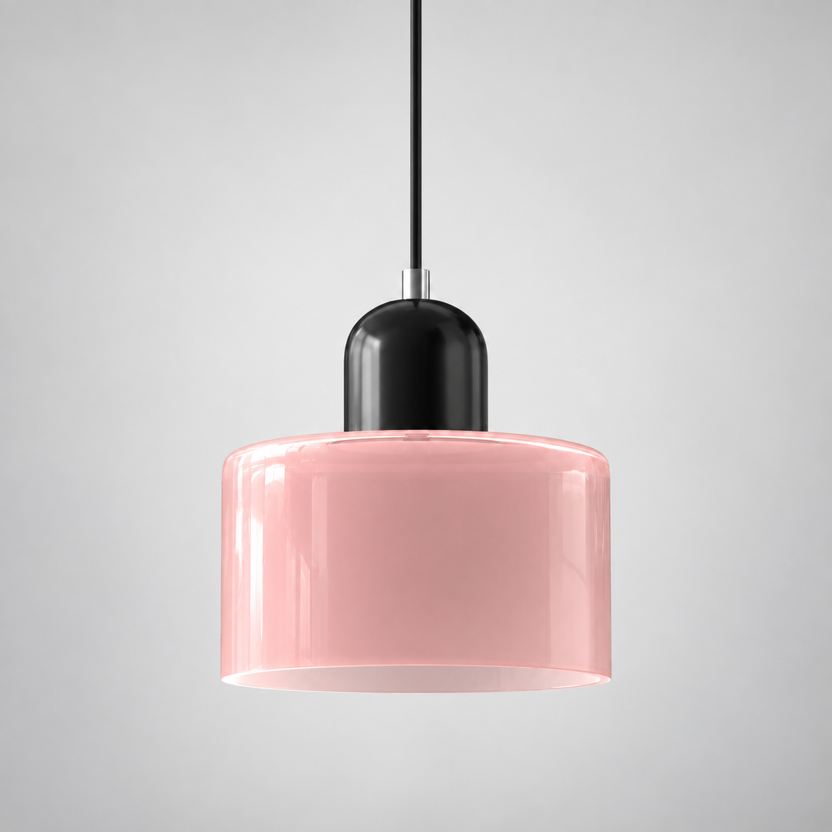 Pink glass pendant with Black upper body