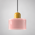 Pink glass pendant with Yellow upper body