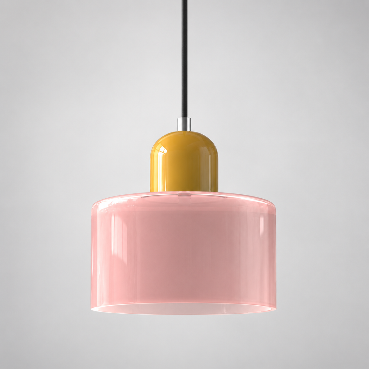 Pink glass pendant with Yellow upper body