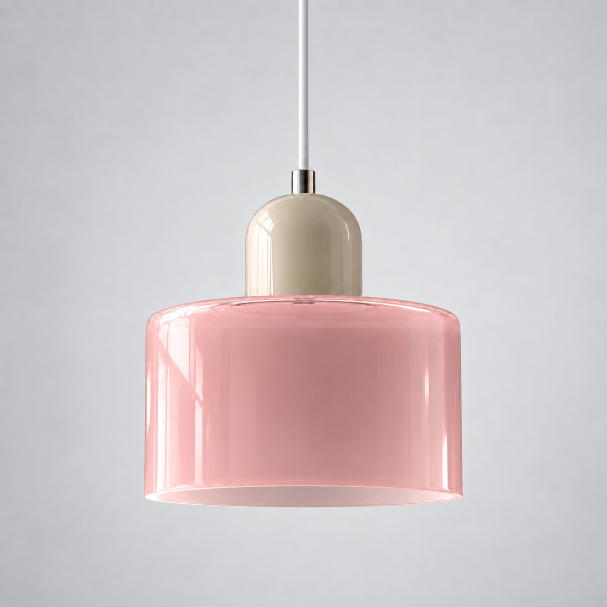 Pink glass pendant with Beige upper body