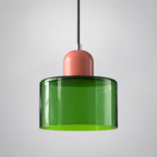 Green glass pendant with Pink upper body