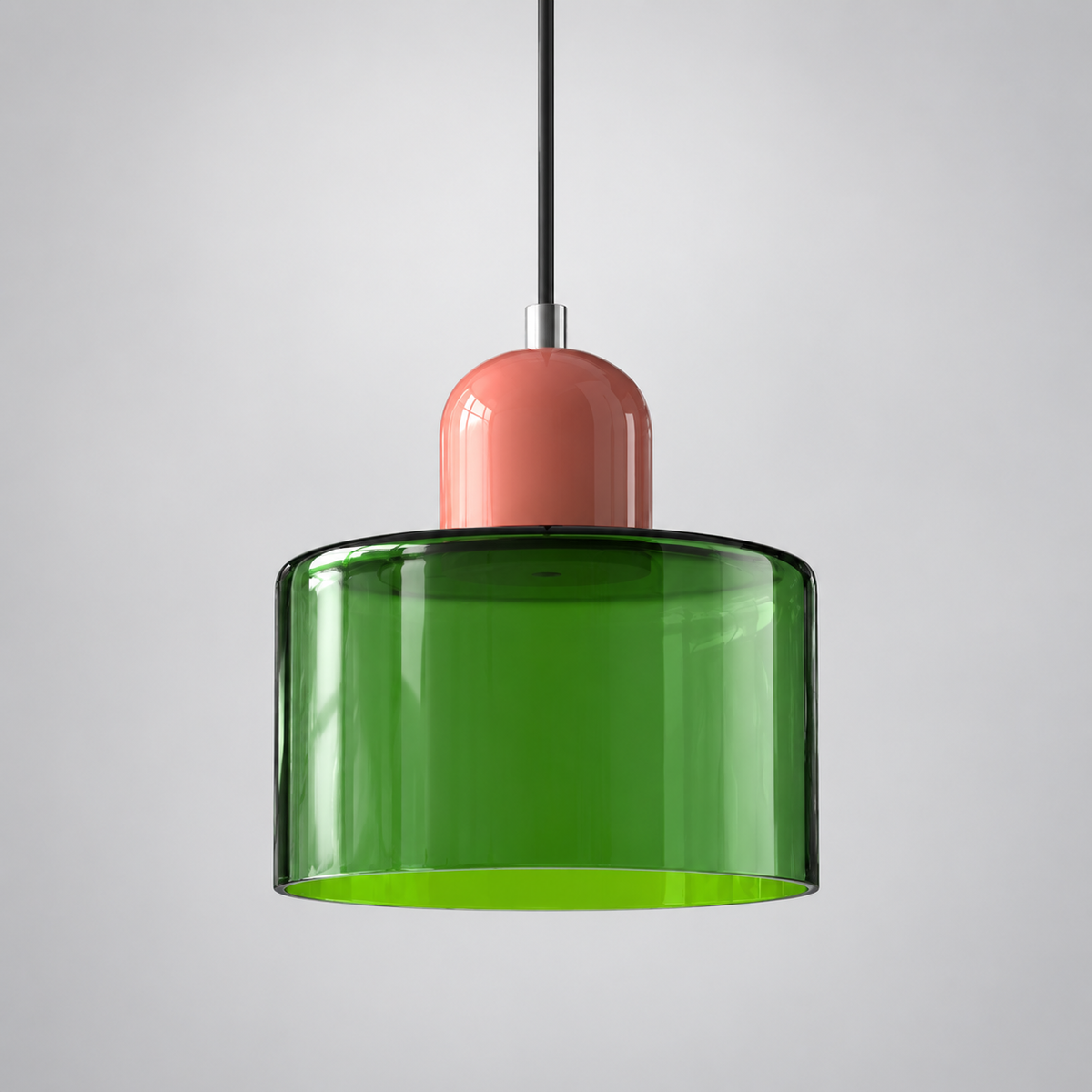 Green glass pendant with Pink upper body