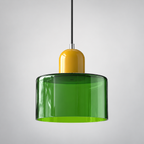 Green glass pendant with Yellow upper body