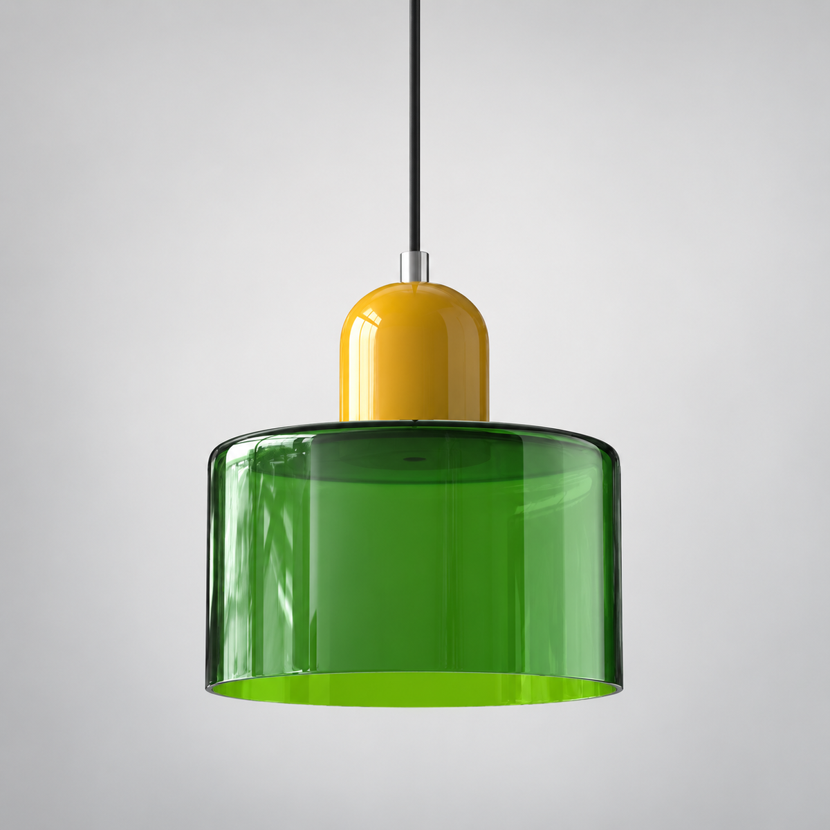 Green glass pendant with Yellow upper body