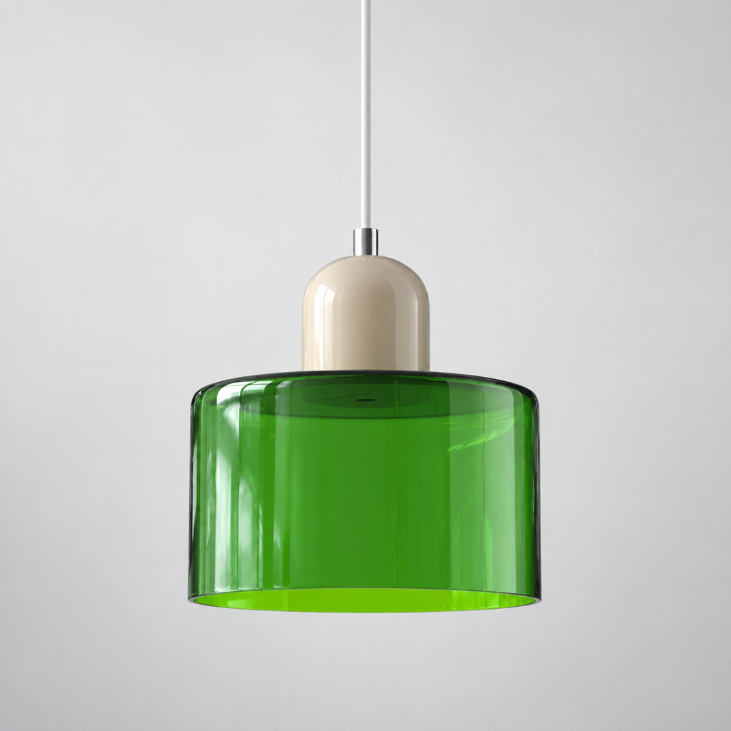 Green glass pendant with Beige upper body