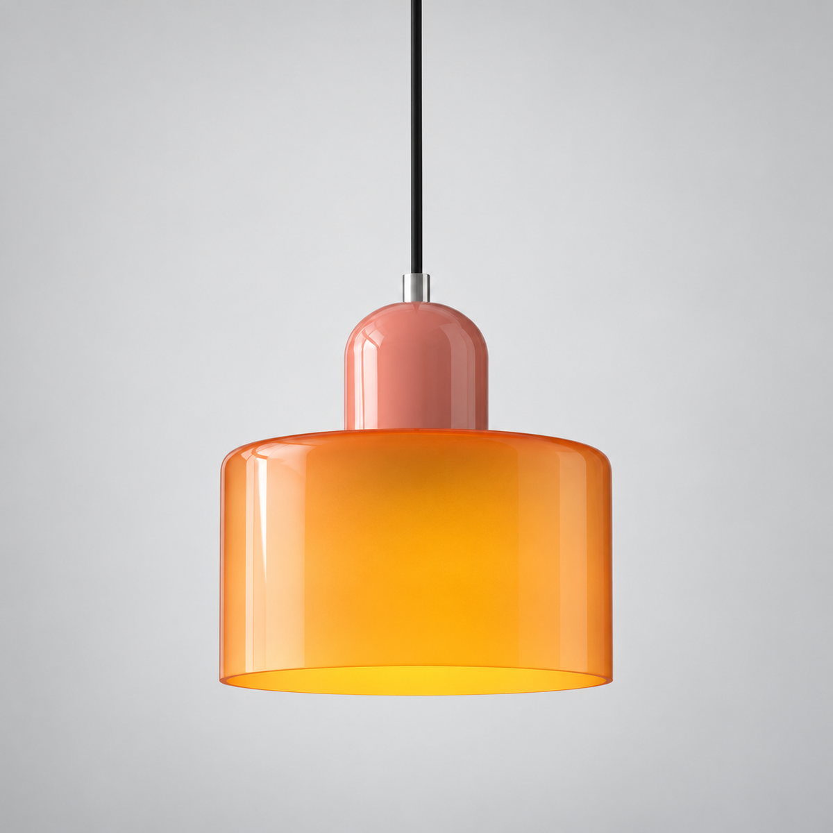 Orange glass pendant with Pink upper body