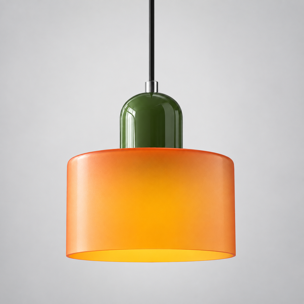 Orange glass pendant with Green upper body