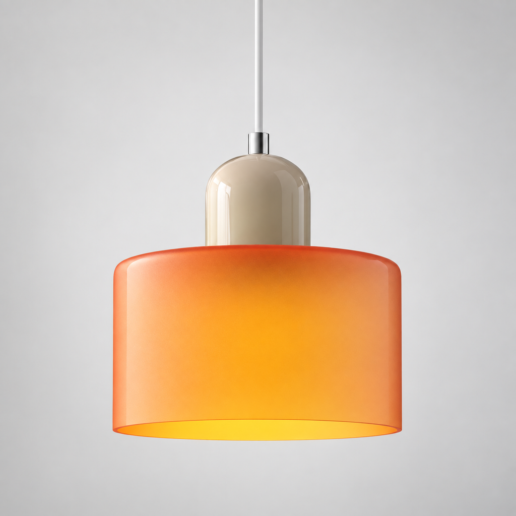 Orange glass pendant with Beige upper body
