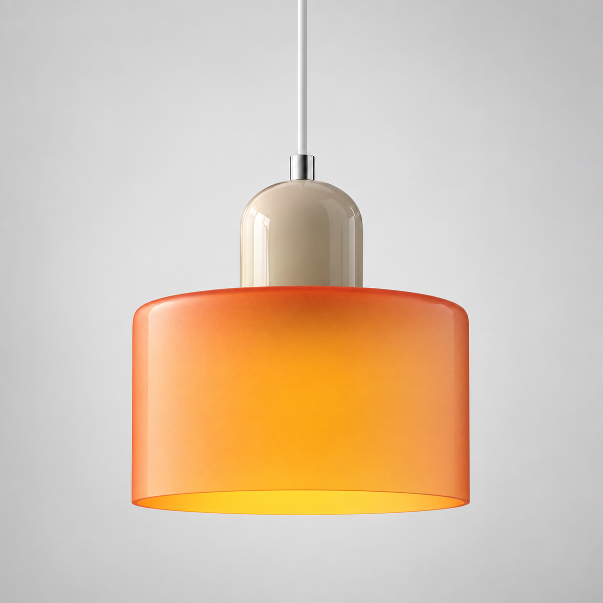 Orange glass pendant with Beige upper body