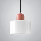 White glass pendant with Pink upper body