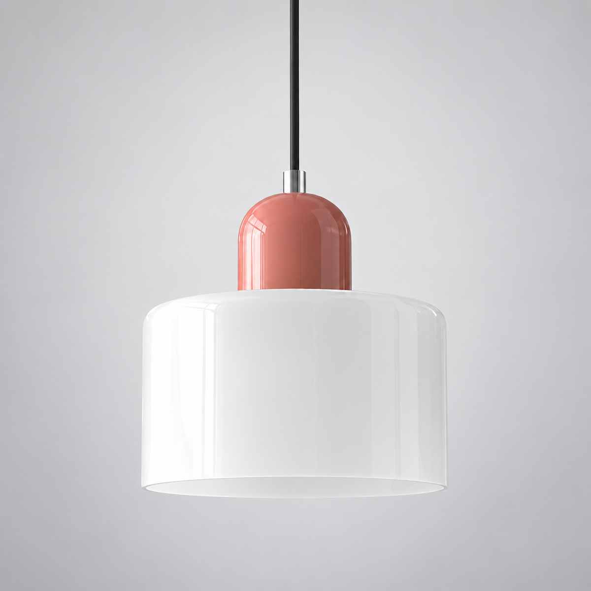White glass pendant with Pink upper body