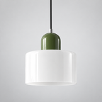 White glass pendant with Green upper body