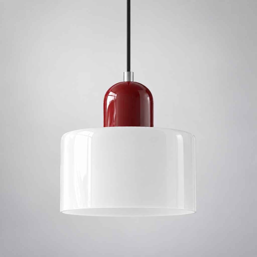 White glass pendant with Red upper body