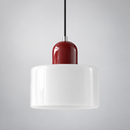 White glass pendant with Red upper body